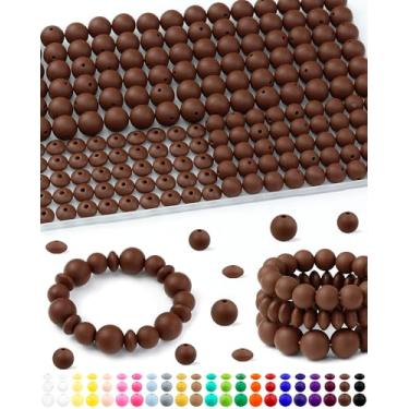 Imagem de 200 contas de silicone FIVEIZERO misturadas para fazer chaveiros, contas de silicone de lentilha redondas de 15 mm e 12 mm para canetas, pulseira, colar, artesanato DIY (chocolate)