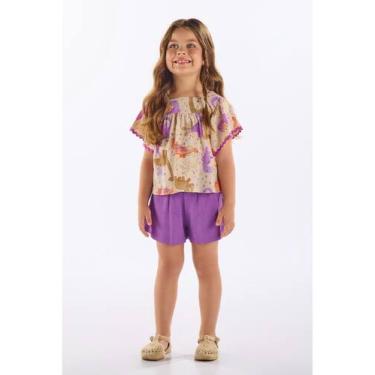 Imagem de Conjunto Infantil com Blusa e Short Up Baby, Roxo, 10