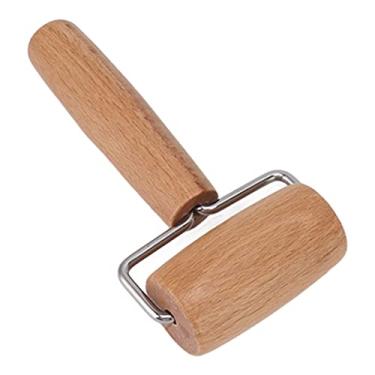 Imagem de Rolo de massa de massa, pequeno rolo de madeira antiaderente para assar pizza, utensílios de cozinha em casa, para biscoitos, tortas, bolinhos, feito de faia e aço inoxidável, 13 x 7 x 3 cm