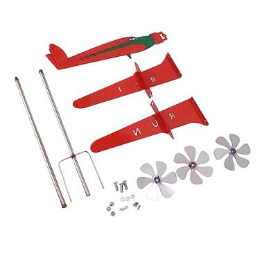 Imagem de HEEPDD Moinho de de Aeronave, Aeronave de de Metal Spinner de de Palheta 3D Red Profpers Smoothlepplane Windmill Garden Decoração para Garage Dome Barn Patio Nan