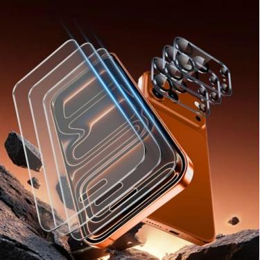 Imagem de Pacote com 3 protetores de tela de vidro fosco para iPhone 17 Pro Max [6,9 polegadas] + pacote com 3 protetores de lente de câmera, película de vidro temperado antirreflexo e anti-impressões digitais