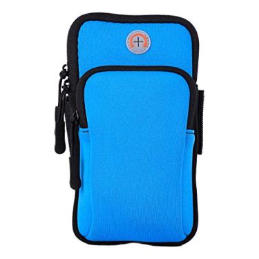 Imagem de Suporte de telefone para corrida, caminhada, braçadeira, bolsa de telefone, impermeável, academia, universal, bolsa de braço para smartphone com orifício para fone de ouvido, bolsos multifuncionais