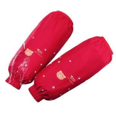 Imagem de Oversleeves à prova de óleo, 1 par de acessórios fofos de avental de cozinha 33 x 17 cm, manga de braço de inverno, impermeável, manga longa (vermelha)