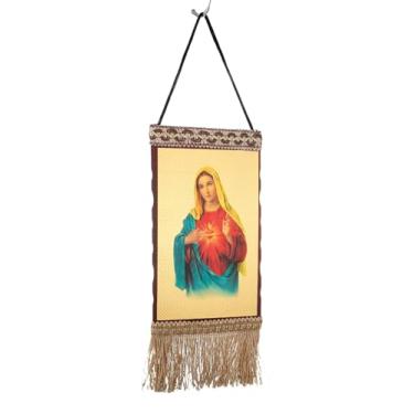 Imagem de COTTVOTT Ícone Ortodoxo Virgem Maria Madona e Cristo Jesus Pintura Arte de Parede Decoração Estética Católica Imagem para Sala de Estar Quarto