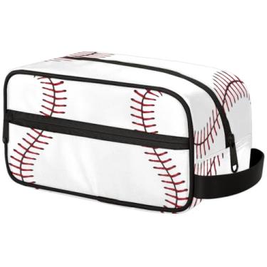 Imagem de Bolsa de higiene pessoal de viagem, kit Dopp de bola de textura de softbol organizador de cosméticos bolsa de maquiagem bolsa de barbear de chuveiro para homens mulheres, Baseball, One Size