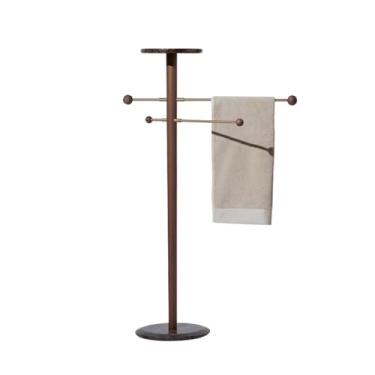 Imagem de porta-toalhas Banheiro moderno piso-pé móvel toalheiro de mármore suporte do banheiro luz luxo estilo simples(Brown)