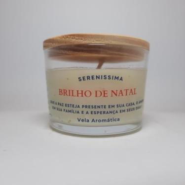 Imagem de Vela Aromática Brilho de Natal, Cera de Coco Natural, 120g, Pavio de Algodão, Decorativa, Duração 30h (Brownie Quentinho)