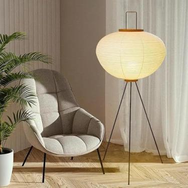 Imagem de Kariosid Luminária De Chão De Papel Japonesa Ariosid, Luminária De Chão De Papel Estilo Akari Noguchi, Luminárias De Pé De Papel De Arroz Artesanais Noguchi Para Sala De Estar, Quarto, Escritório (E