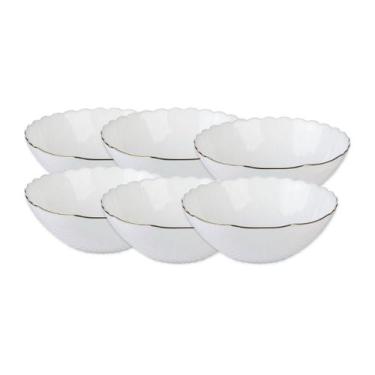 Imagem de Jogo De 6 Bowls Tetis Em Vidro Opalino Gold Rim 470Ml - Lhermitage