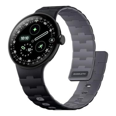 Imagem de Bandletic Pulseiras de silicone magnéticas compatíveis com Google Pixel Watch 4/3/2/1 de 41 mm para mulheres e homens, pulseira de substituição esportiva macia e robusta