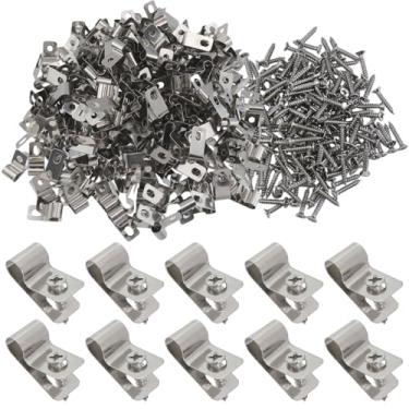 Imagem de Pastlla 220 braçadeiras de arame para cercas, clipes de montagem de cercas agrícolas, grampos de arame de aço inoxidável com 220 parafusos de madeira, metal ou cerca de vinil (6 mm)