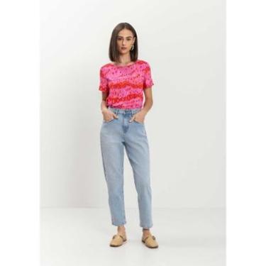 Imagem de Blusa Estampada Básica De Mangas Curtas Em Viscose-Feminino