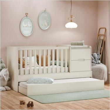 Imagem de Berço Laqueado 100% MDF Formare C/ Gavetas e Nicho Off White 61508 Matic Moveis