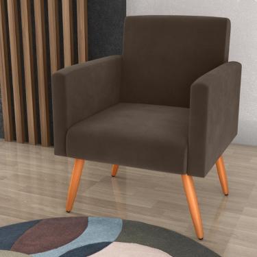 Imagem de Poltrona Decorativa Para Sala Luan Veludo Marrom