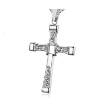 Imagem de Vorax Acessórios Colar Cordão Cruz Dominic Toretto Velozes E Furiosos em Aço Inoxidável 316L, Corrente Veneziana Prateada, 45-60cm, Design Minimalista, Acabamento Polido, Fecho de Mola, Unissex