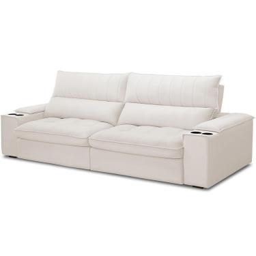 Imagem de Sofá Retrátil Reclinável Para Sala De Estar Living 280cm Nápoles F04 Bouclê Cru - Lyam Decor