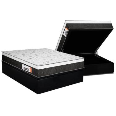Imagem de Cama Box Baú Casal Colchão Anatômico Plumatex Falcon Ultra Firme + Base Crc Suede Black(138x188)