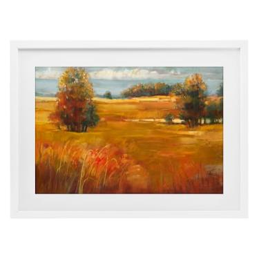 Imagem de Stupell Industries Impressão emoldurada branca do campo de outubro sob vidro, design de Carol Rowan, 35,5 x 50,8 cm