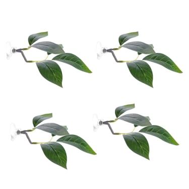 Imagem de KiBcsLic Rede decorativa para aquário em formato de folha para peixe betta, com ventosa, simulando habitat para dormir, descansar e se esconder, de servir, 4 Pcs