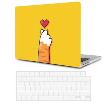 Imagem de ACJYX Capa protetora compatível com MacBook Pro 14 polegadas A2442 M1 Pro Max 2021, capa rígida de plástico leve e protetor de teclado para Mac Pro de 14 polegadas com tela Retina XDR, garra amarela