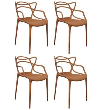 Imagem de Kit Com 4 Cadeiras Aviv Estrutura Em Polipropileno Fratini Marrom Capuccino