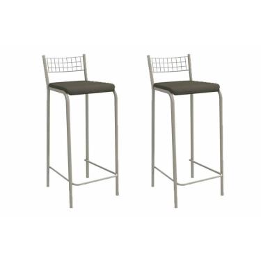 Imagem de Banqueta De Cozinha Gênova 2b705nk Aço Kit 2 Un Niquel-suede Escuro - Kappesberg