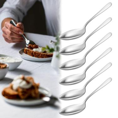 Imagem de Kit 6 Colheres Aço Inox Mesa Sopa Talher Buffet Restaurante