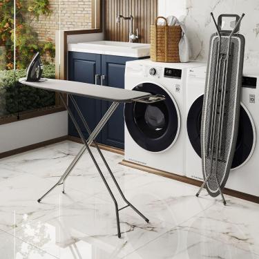 Imagem de Tábua De Passar Roupas Dobrável Lyon Com Tecido Térmico E Porta Ferro Prata