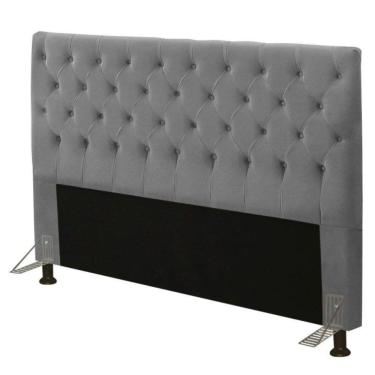 Imagem de Cabeceira Cristal 1,40 Cm Para Cama Box Casal Suede Cinza