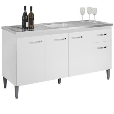 Imagem de Balcao Para Pia Sem Tampo 145 Cm Gabriela Branco Preto Flex Reajl Moveis Branco Preto Flex