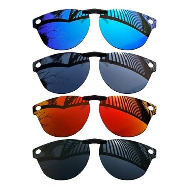 Imagem de MYCOURAG 4 pares de lentes polarizadas com proteção UV para óculos de sol Ray-Ban Meta Skyler RW40010-52 – preto sólido + titânio + azul gelo + vermelho fogo