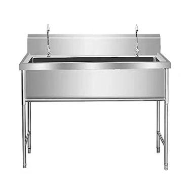 Imagem de TRGCJGH Pia de aço inoxidável utilitária, pia de cozinha, banheira de lavanderia independente com suporte e torneira para lavanderia, garagem, fazenda (120 x 60 x 80 cm)