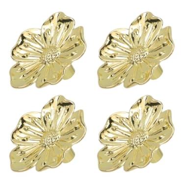Imagem de LC LICTOP 4 puxadores de cômoda de flor dourada, puxadores decorativos de liga de zinco para porta de armário vintage, puxador exclusivo em forma de flor antigo