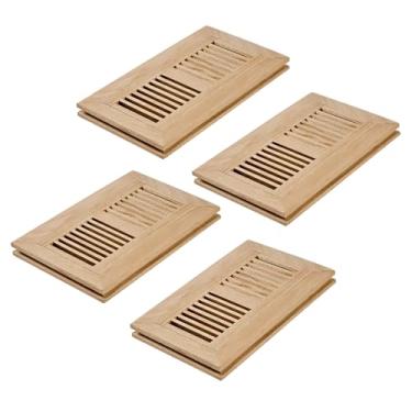 Imagem de Razo Pacote com 4 peças de registro de piso de madeira de carvalho branco, ventilação de montagem embutida com amortecedor, 10 x 25 cm (abertura do duto), espessura de 3/4 polegadas, inacabado