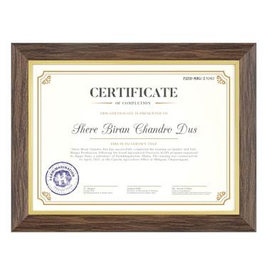 Imagem de Molduras de certificado Heimlov 21 x 27 cm nogueira e ouro, moldura de diploma de ensino médio com acrílico transparente para exibição de parede, moldura de prêmio de bacharelado, moldura de graduação