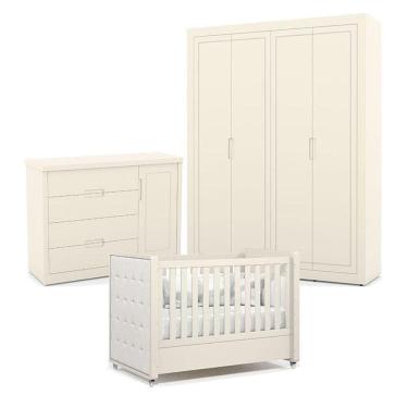 Imagem de Quarto De Bebe 4 Portas Tutto New Off White Com Capitonê New Boucle - Matic