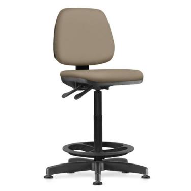 Imagem de Cadeira Caixa Alta Giratória Estofada Work F02 Sintético Bege Escuro - Lyam Decor