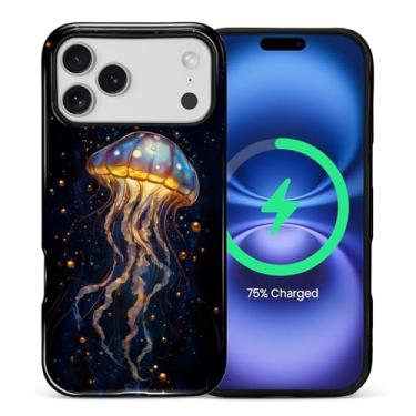 Imagem de Flivro Capa magnética para iPhone 17 Pro Max, compatível com Magsafe PC capa rígida de silicone, amortecedor interno, antiarranhões, à prova de impacto, design fino, exclusivo de água-viva