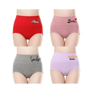 Imagem de Conjunto De Roupa Íntima De Algodão plus Size Para Mulheres 4PCS Calci