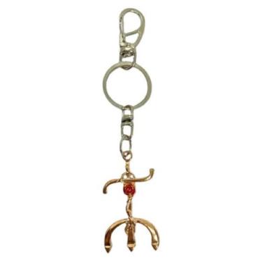 Imagem de Chaveiro Pomba Gira Tridente Dourado Com Rosa 15Cm Metal - Bialluz Pre