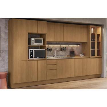 Imagem de Cozinha Modulada Completa Ciela 8 Peças 2 Aéreos + 2 Balcões+3paneleiros + 1 Complemento C8p78 Canela