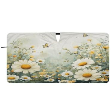 Imagem de Blueangle Aquarela Meadow Daisies Para-brisa Para-brisa - 149.9 cm x 76.2 cm Dobrável Carro Frontal Protetor Solar Blocos Raios UV Viseira de Sol (716)