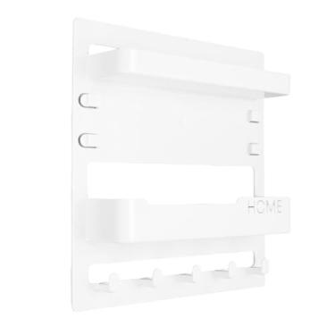 Imagem de SUNGOOYUE Organizador de Cabeceira, Prateleiras Flutuantes de Parede, Prateleira de Montagem na Parede Com Espaço de Armazenamento para Telefone, óculos Remotos, Chaves, Casa, Escritório, (Branco)