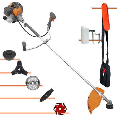 Imagem de Roçadeira Tekna RL430-P À Gasolina 2T 43cc 1,7HP 10.000rpm Profissional e de Alta Performance Com Carretel de Nylon e Kit 4 Lâminas de Cortes