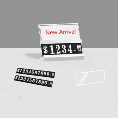 Imagem de Mollytek 10 conjuntos de suporte de balcão de exibição de preço ajustável com base de alumínio para exibição de joias, kit de bloco de cubo para loja de varejo com painel Arcylic (prata)