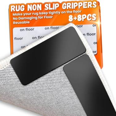 Imagem de Pegadores antiderrapantes de tapete, almofadas de fita de tapete reutilizáveis com fita dupla face de substituição, para pisos e azulejos de madeira, prendedores de carpete fortes e firmes, removíveis