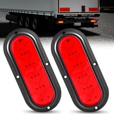 Imagem de Nilight Luz traseira oval de 15 cm, 2 peças, 35 LEDs, seta vermelha, luzes de freio, montagem em superfície, à prova d'água, para caravana, caminhão, trailer, trailer, ônibus