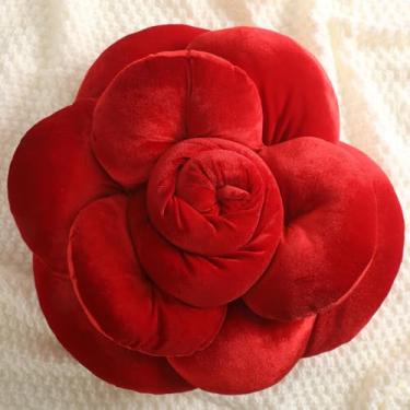 Imagem de Thyle Almofada de flor de rosa vermelha de 15,8 cm, almofada de assento 3D para o dia dos namorados, almofada de apoio lombar de pelúcia para presente de dia dos namorados, esposa, mãe, sofá, cama