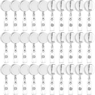 Imagem de Zonon 30 peças de clipes retráteis de carretel de crachá de identificação com clipe de cinto de metal para pendurar cartões chaveiros, porta-crachás para enfermeiras, professores, estudantes