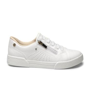 Imagem de Tênis Casual Slip On Calce Fácil Com Ziper Branco Kolosh C3008 - Femin